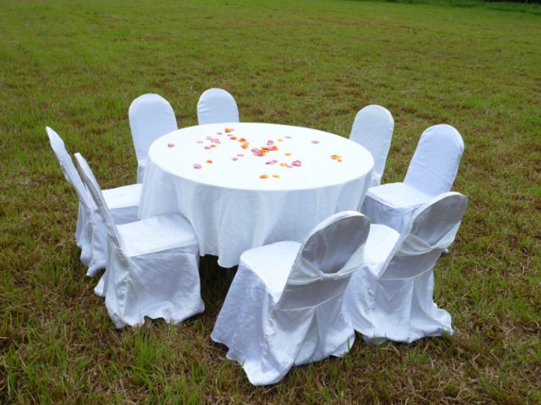 Round Table With White Top & Skirting Hup Chung Tentage System